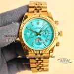 Perfect replica Rolex Oyster gold case sea blue dial men's watch 41mm 